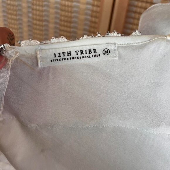 12th Tribe white sequin fringe tank top with adjustable straps - Picture 6 of 6